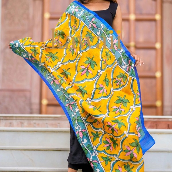 Kalamkari Dupatta - Yellow