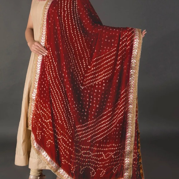 Silk Dupatta - Maroon
