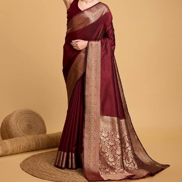 Kanchipuram Soft Silk Saree - Maroon